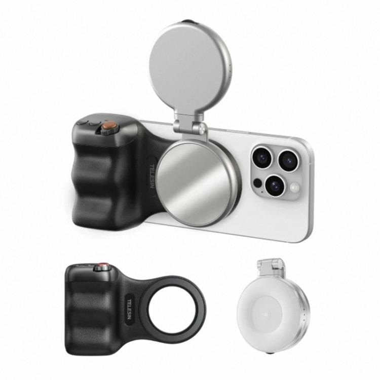 TELESIN Magnetische Handyhalterung Fotografiegriff Fernbedienungsassistent, Weißer Kameragriff+Silbernes Aufhelllicht, Weißer Kameragriff+Stativ+Silbernes Aufhelllicht, Weißer Kameragriff+Weißes Aufhelllicht, Weißer Kameragriff+Stativ+Weißes Aufhelllicht