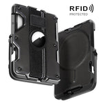 Für AirTag 2. Gen / AirTag 1. Gen Magnetischer Metall-Kartenhalter mit Telefonständer, RFID-blockierend, Elastisches Handgelenkband