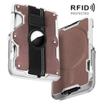 Für AirTag 2. Gen / AirTag 1. Gen Magnetischer Metall-Kartenhalter mit Telefonständer, RFID-blockierend, Elastisches Handgelenkband