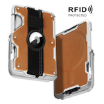 Für AirTag 2. Gen / AirTag 1. Gen Magnetischer Metall-Kartenhalter mit Telefonständer, RFID-blockierend, Elastisches Handgelenkband