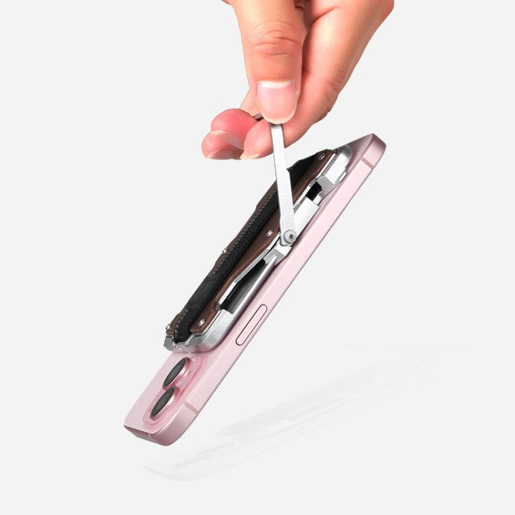 Für AirTag 2. Gen / AirTag 1. Gen Magnetischer Metall-Kartenhalter mit Telefonständer, RFID-blockierend, Elastisches Handgelenkband