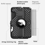 Für AirTag 2. Gen / AirTag 1. Gen Magnetischer Metall-Kartenhalter mit Telefonständer, RFID-blockierend, Elastisches Handgelenkband