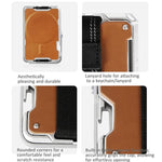 Für AirTag 2. Gen / AirTag 1. Gen Magnetischer Metall-Kartenhalter mit Telefonständer, RFID-blockierend, Elastisches Handgelenkband