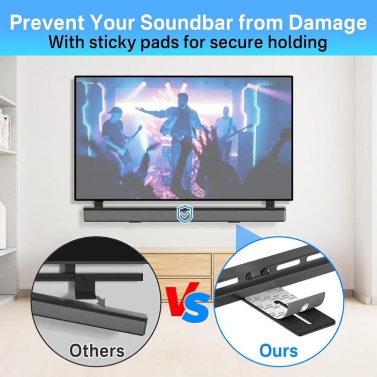 JJ-9452-B-0 Bohrfreie lange Soundbar TV Wandhalterung Lautsprecher- & TV-Verbindungshalterung, JJ-9452-B-0