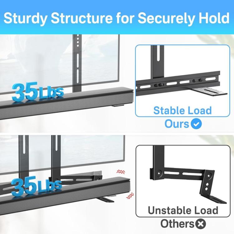 JJ-9452-B-0 Bohrfreie lange Soundbar TV Wandhalterung Lautsprecher- & TV-Verbindungshalterung, JJ-9452-B-0