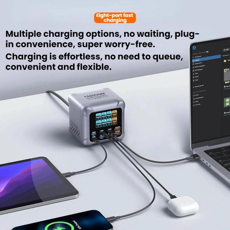 420W GaN Super Fast Charging Multi-Port Charger, EU Plug, US Plug, UK Plug, AU Plug, KR Plug
