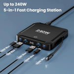 240W Intelligentes Schnellladegerät mit magnetischem USB einziehbarem Kabel und Mehrfach-Anschluss-Aufbewahrung, EU Stecker, US Stecker, UK Stecker, AU Stecker, KR Stecker