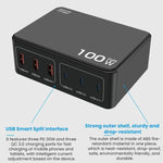 100W Hochleistungs-PD-Schnelllade-USB-Multi-Port-Ladegerät, US-Stecker, EU-Stecker, AU-Stecker, KR-Stecker, UK-Stecker