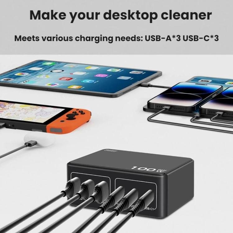 100W Hochleistungs-PD-Schnelllade-USB-Multi-Port-Ladegerät, US-Stecker, EU-Stecker, AU-Stecker, KR-Stecker, UK-Stecker