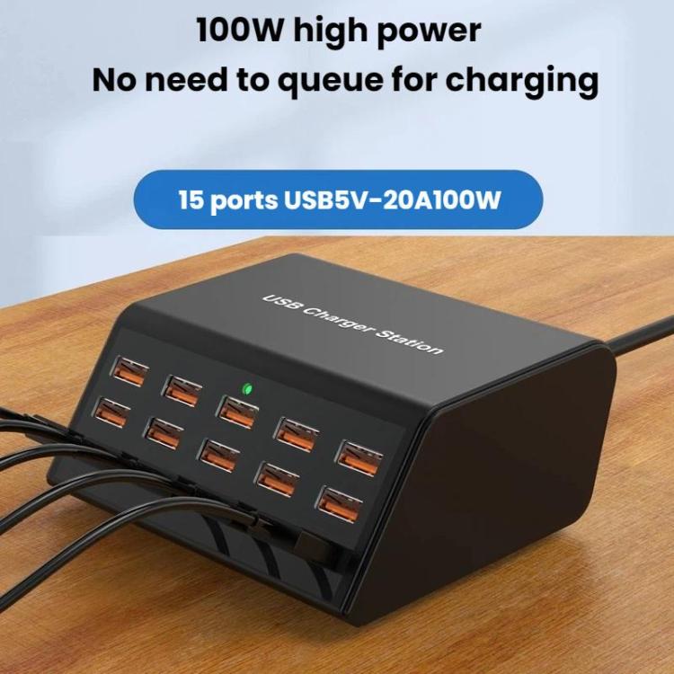 15-Port USB-Steckdosenleiste Intelligentes Schnelllade-Ladegerät, US-Stecker, UK-Stecker, AU-Stecker, EU-Stecker, KR-Stecker
