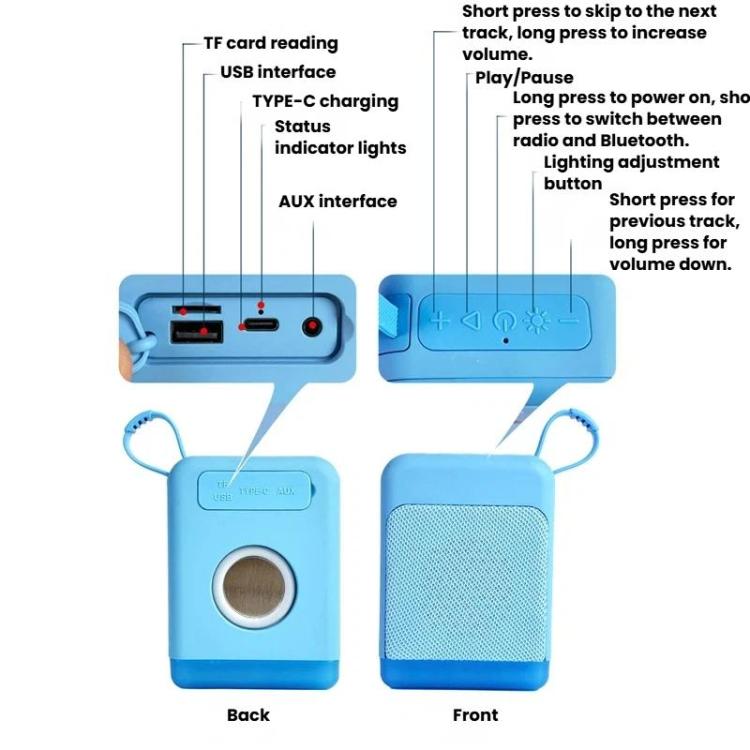 Mini Retro Bluetooth Lautsprecher mit RGB-Lichtern TF-Karten- & U-Disk-Steckplatz Desktop-Audio