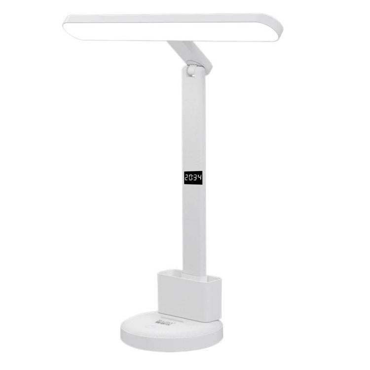 Xiajule Augenschonende Studien-Schreibtischlampe mit Zeit Anzeige 3-Farbtemperatur Dimmbar Leselampe Nachttischlampe, XH4000, XH4800