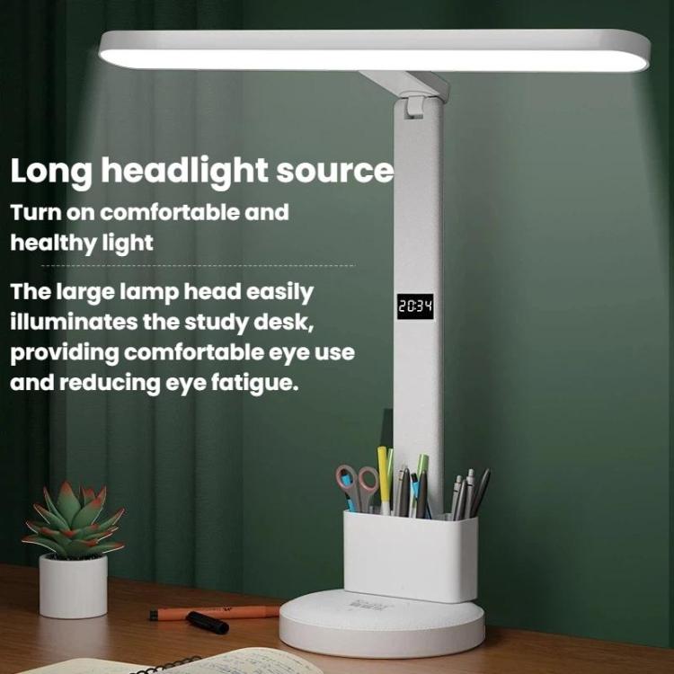 Xiajule Augenschonende Studien-Schreibtischlampe mit Zeit Anzeige 3-Farbtemperatur Dimmbar Leselampe Nachttischlampe, XH4000, XH4800