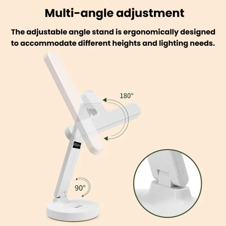 Xiajule Augenschonende Studien-Schreibtischlampe mit Zeit Anzeige 3-Farbtemperatur Dimmbar Leselampe Nachttischlampe, XH4000, XH4800