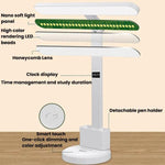 Xiajule Augenschonende Studien-Schreibtischlampe mit Zeit Anzeige 3-Farbtemperatur Dimmbar Leselampe Nachttischlampe, XH4000, XH4800