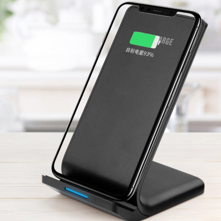 R2 10W vertikales Handy-Wireless-Ladegerät, intelligenter Schnelllade-Ständer für den Schreibtisch, R2 (Schwarz)