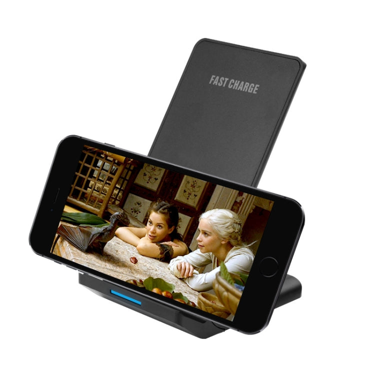 R2 10W vertikales Handy-Wireless-Ladegerät, intelligenter Schnelllade-Ständer für den Schreibtisch, R2 (Schwarz)