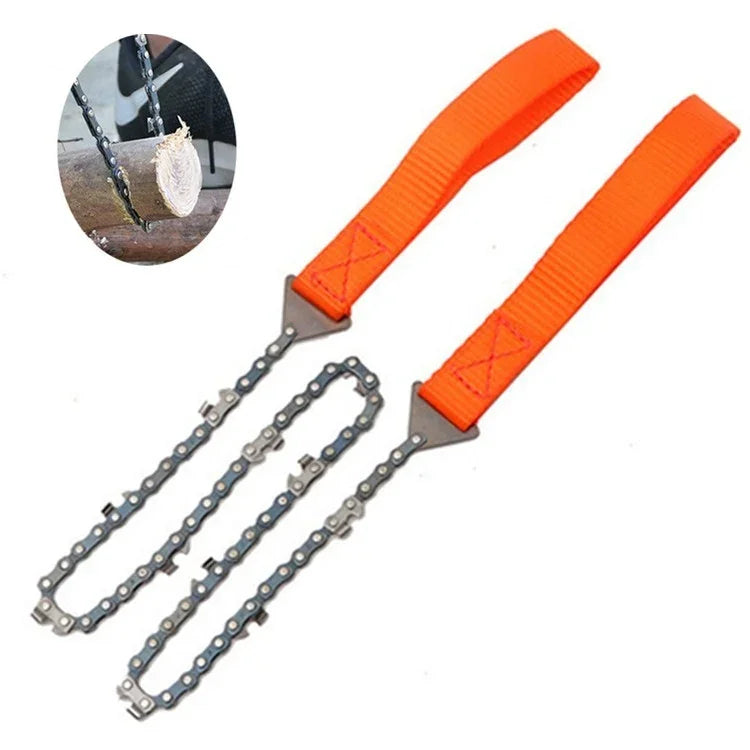Outdoor Tragbare Hand-Kettensäge für den Feldeinsatz, Überleben, Manganstahl-Kettensäge, Multifunktionale Baumfällsäge, Drahtsäge (11 Zähne Orange), Drahtsäge (11 Zähne Schwarz)