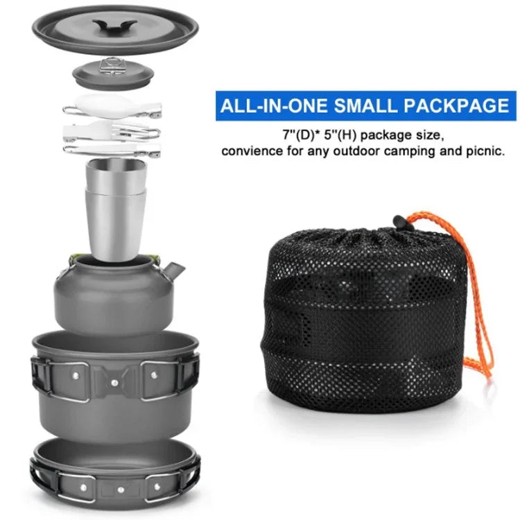 Outdoor-Bedarf Camping Tragbare Teekanne Set Topf-Set