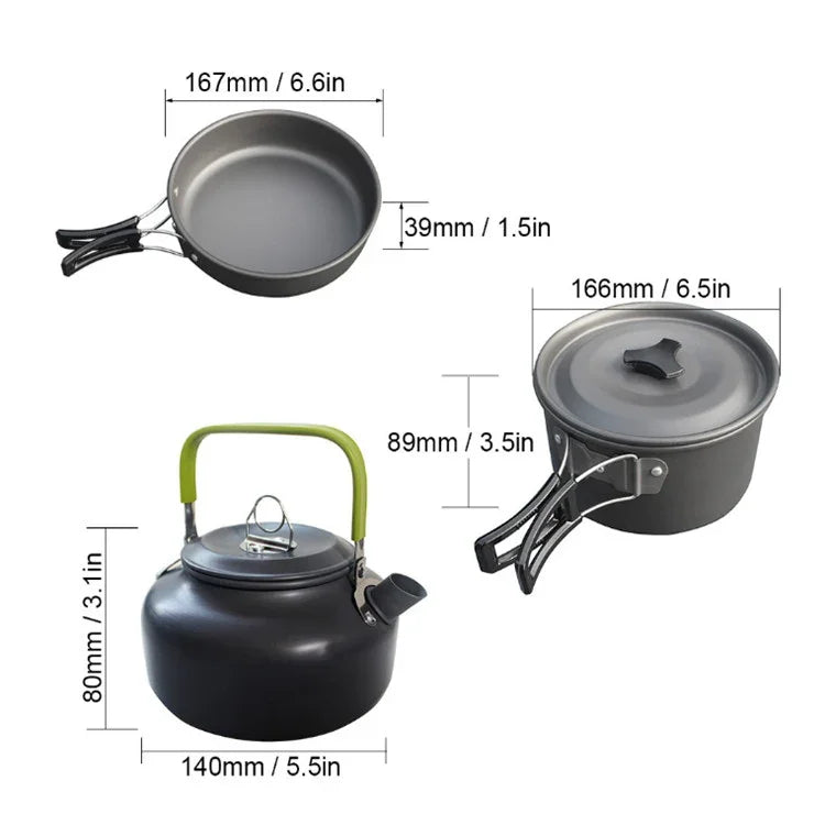Outdoor-Bedarf Camping Tragbare Teekanne Set Topf-Set