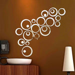 24 STÜCK 3D DIY Kreise Dekoration Spiegel Wandaufkleber für TV-Hintergrund Wohndekoration Acryl Dekor Wandkunst
