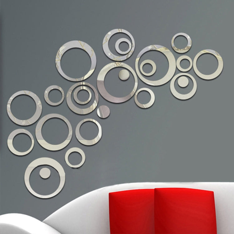 24 STÜCK 3D DIY Kreise Dekoration Spiegel Wandaufkleber für TV-Hintergrund Wohndekoration Acryl Dekor Wandkunst