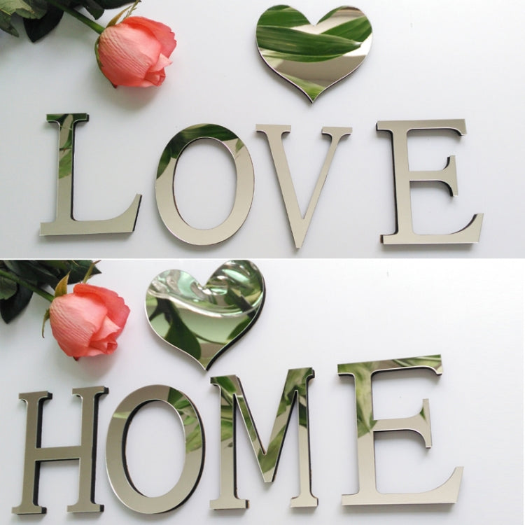 2 Stück Heimdekoration Kreative Persönlichkeit Englische Buchstaben Acryl Spiegel 3D DIY Wandaufkleber