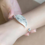 Blatt-Manschetten-Armreifen Damen Vintage Silber Schmuck Luxusarmband