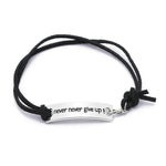 Niemals aufgeben Armband Schlichtes Leder-Samt-Buchstaben-Beharrlichkeitsarmband