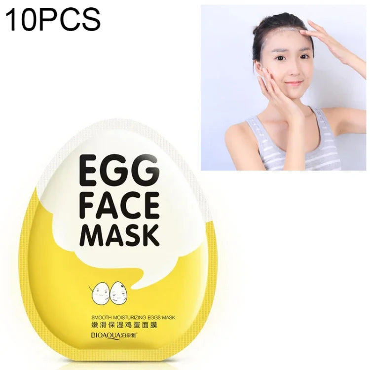 10 Stück Eier-Gesichtsmasken – Glättende, feuchtigkeitsspendende Gesichtsmaske – Ölregulierend – Porenverfeinernd – Aufhellend – Hautpflege