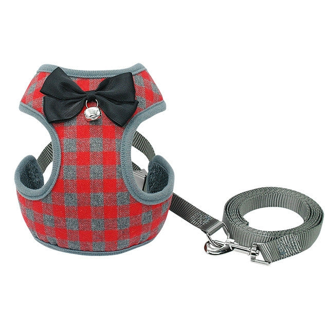 Verstellbare Schleifen- und Karowesten-Führleine für Katzen und Hunde, Rot, Blau, Grau, Rosa, Gelb