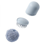 Polyester-Reinigungsball, Haushalts-Griff-Reinigungsbürste, Küche, kurzer Griff, Spülbürste, Weiß, Blau, 4 Ersatzköpfe