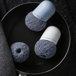 Polyester-Reinigungsball, Haushalts-Griff-Reinigungsbürste, Küche, kurzer Griff, Spülbürste, Weiß, Blau, 4 Ersatzköpfe