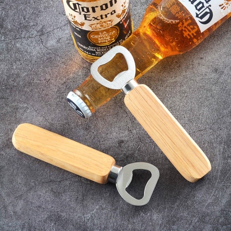 2 Stück Flaschenöffner aus Edelstahl mit Gummibaumholzgriff, kreatives Geschenk, Limonadenflaschen-Öffner, Bierflaschenöffner mit Griff