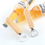 2 Stück Flaschenöffner aus Edelstahl mit Gummibaumholzgriff, kreatives Geschenk, Limonadenflaschen-Öffner, Bierflaschenöffner mit Griff