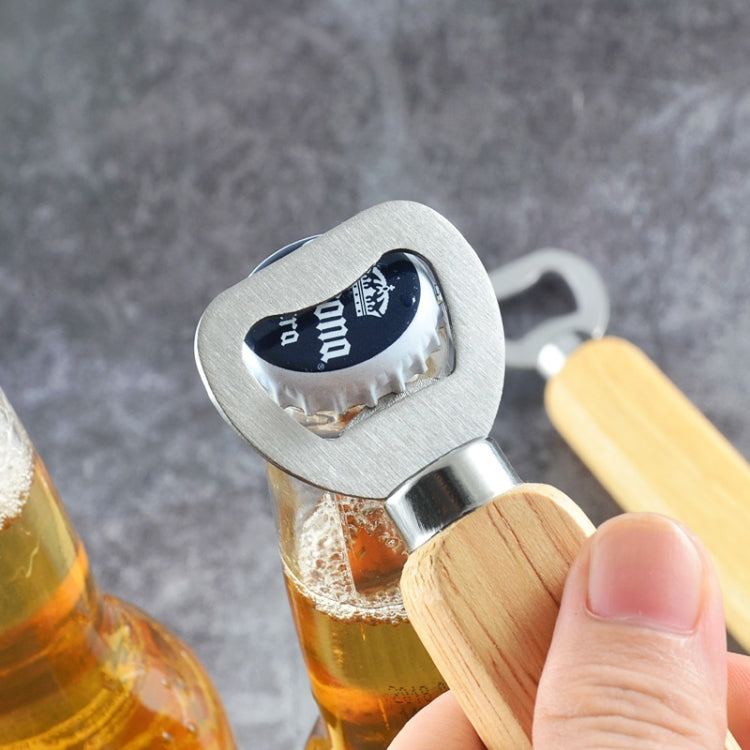 2 Stück Flaschenöffner aus Edelstahl mit Gummibaumholzgriff, kreatives Geschenk, Limonadenflaschen-Öffner, Bierflaschenöffner mit Griff
