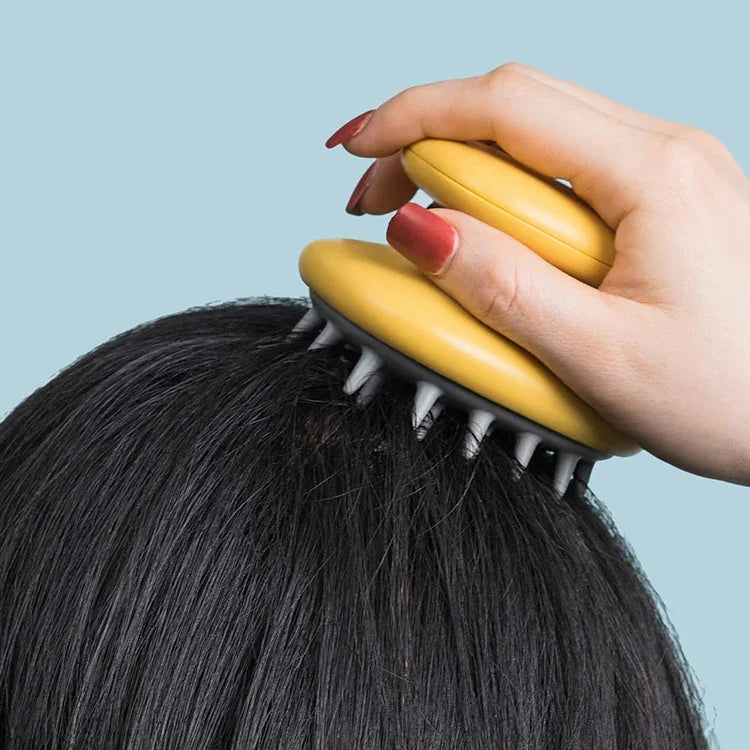 Haushalts-Shampoo-Kamm, Silikon-Massagekamm, tragbarer Kopfgriff, Schuppen-Haarbürste