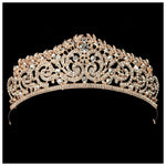 Brautschmuck für Damen, Hochzeitsschmuck, Tiara, Krone, goldfarben, mit Strasssteinen besetzt, Accessoires, Haarband, Tiara, Krone