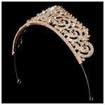 Brautschmuck für Damen, Hochzeitsschmuck, Tiara, Krone, goldfarben, mit Strasssteinen besetzt, Accessoires, Haarband, Tiara, Krone