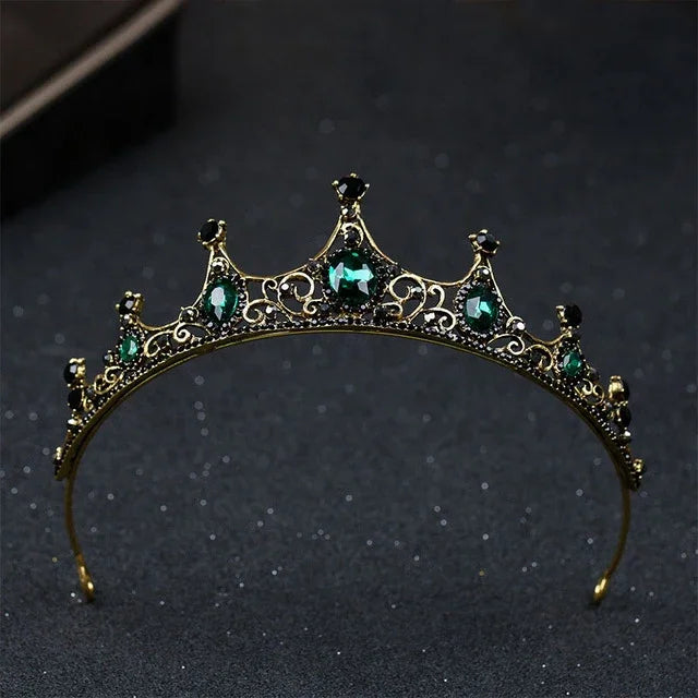 Vintage kleine barocke grüne Kristalltiaras Kronen für Damen Mädchen Braut Hochzeitshaarschmuck Accessoires