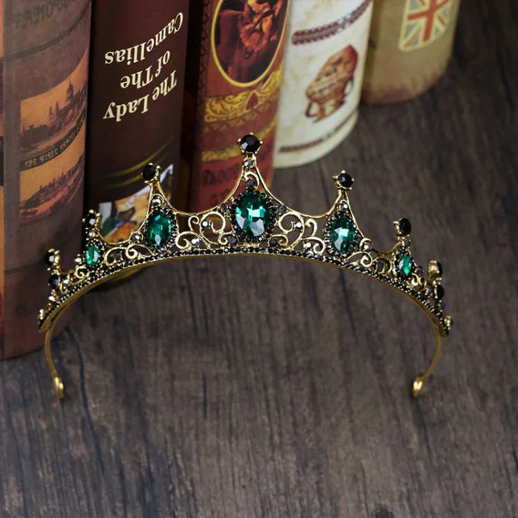 Vintage kleine barocke grüne Kristalltiaras Kronen für Damen Mädchen Braut Hochzeitshaarschmuck Accessoires