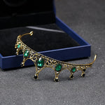 Vintage kleine barocke grüne Kristalltiaras Kronen für Damen Mädchen Braut Hochzeitshaarschmuck Accessoires