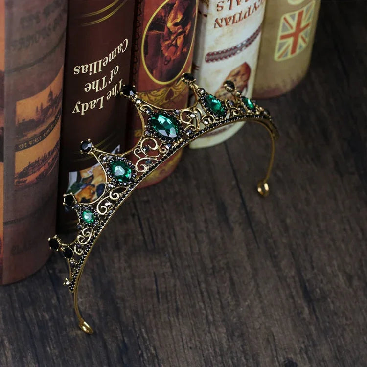 Vintage kleine barocke grüne Kristalltiaras Kronen für Damen Mädchen Braut Hochzeitshaarschmuck Accessoires