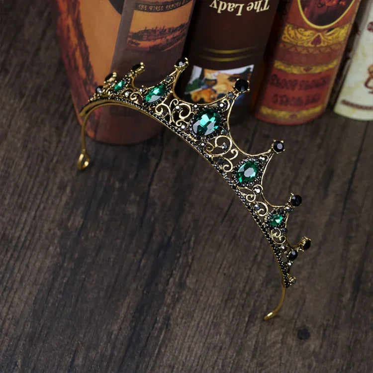 Vintage kleine barocke grüne Kristalltiaras Kronen für Damen Mädchen Braut Hochzeitshaarschmuck Accessoires