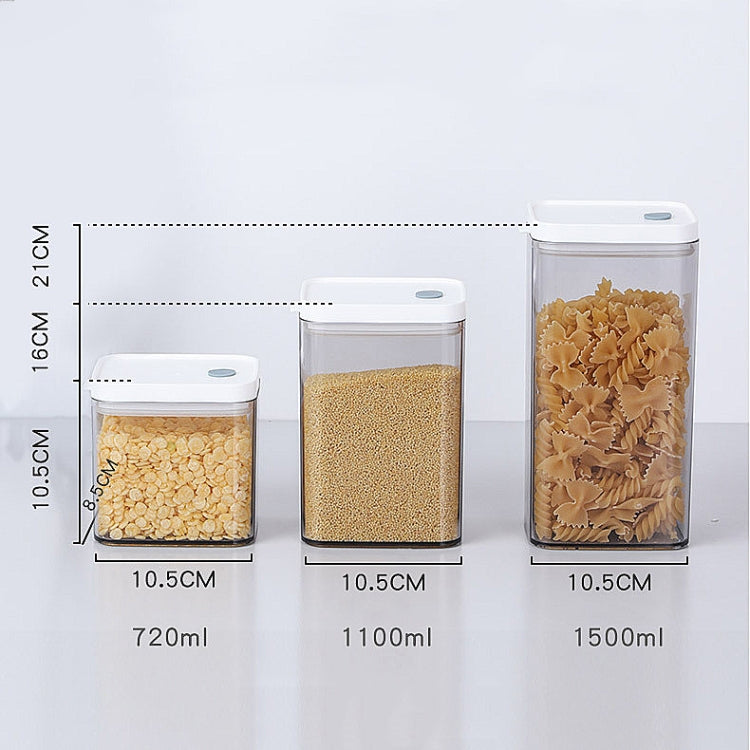 Haushalts-Vorratsdose für grobe Körner, transparent, luftdicht, lebensmittelecht, für getrocknete Früchte, Snacks, mit Deckel, 700 ml, 1100 ml, 1500 ml