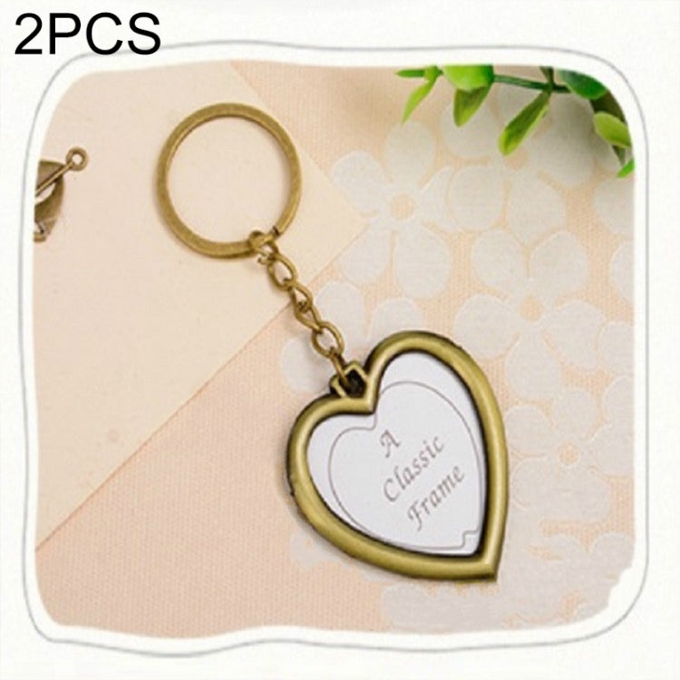 2 Stück Kreativer Metall Vintage Fotorahmen, Reh, Kürbis, Zaun, Schmetterling Rund, Paris, Herz Schlüsselanhänger, Quadratischer Schlüsselanhänger, Oval, Spitzenquadrat, Liebe Rund, Schmetterling Quadrat, Spitzenherz, Gold Quadrat, Grau Quadrat