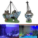 Piratenschiff Verfaultes Boot Kleines Netzboot Aquarium Landschaftsbau Fischtank Glaszylinder Szene, Piratenschiff