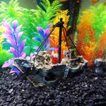 Piratenschiff Verfaultes Boot Kleines Netzboot Aquarium Landschaftsbau Fischtank Glaszylinder Szene, Piratenschiff