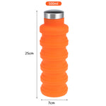 Tragbare Silikon-Wasserflasche, einziehbar, faltbar, Kaffeeflasche, für Outdoor, Reisen, Trinken, Sport, Kessel, Fassungsvermögen: 500 ml, Grau, Orange, Blau, Lila