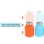Tragbare Silikon-Wasserflasche, einziehbar, faltbar, Kaffeeflasche, für Outdoor, Reisen, Trinken, Sport, Kessel, Fassungsvermögen: 500 ml, Grau, Orange, Blau, Lila